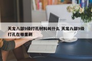 天龙八部9级打孔材料叫什么 天龙八部9级打孔在哪里刷